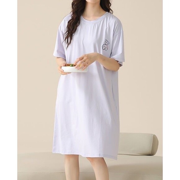 Cotton Purple Pajamas Nightgown Sleepwear Sleep Shirt  Night Dress Nightshirt - Picture 6 of 11